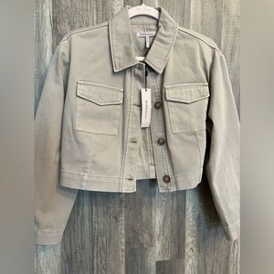 BCBG Denim jacket, Sand, Sz S, NWT